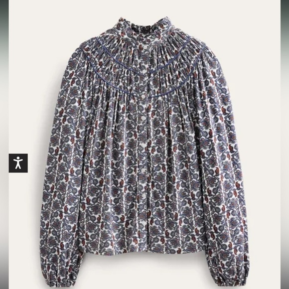 NWT Boden Ruched Yoke Jersey Shirt - Picture 4 of 5